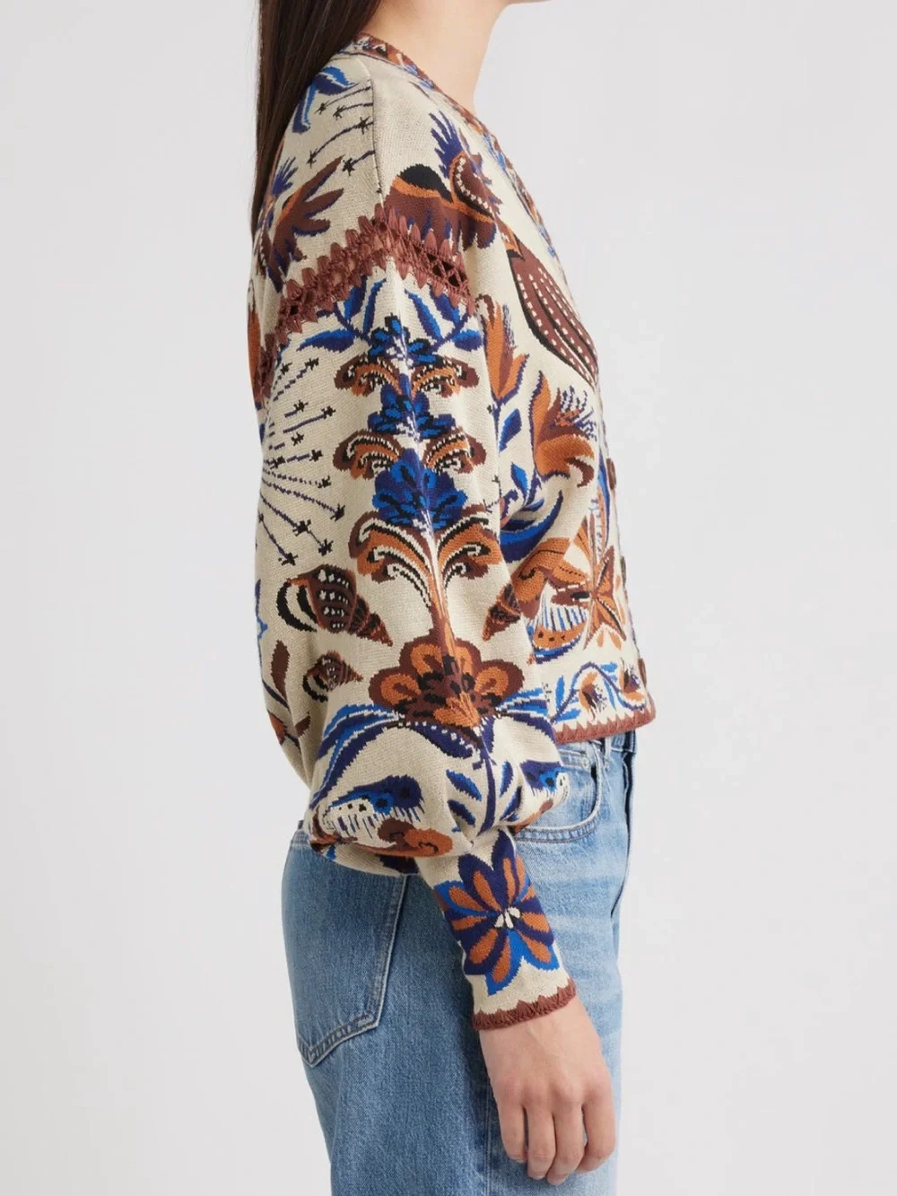 FARM Rio Nature Land Sand Knit Cardigan NWT Size XL Boho - Picture 3 of 10